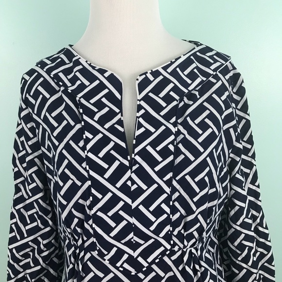 Elizabeth McKay 8 Dress Blue White Print - Picture 2 of 8